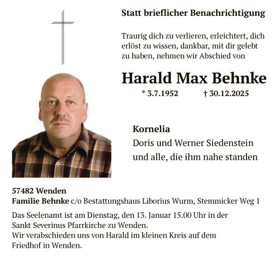 Traueranzeige von Harald Max Behnke von HASK