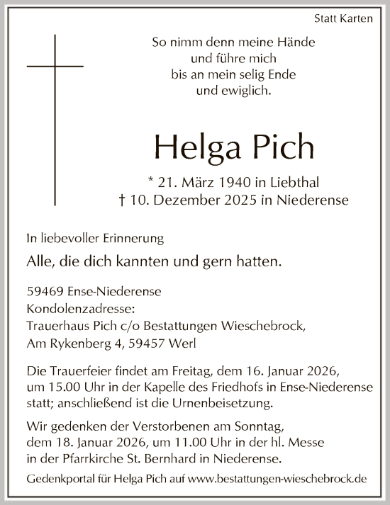 Traueranzeige von Helga Pich von HASO