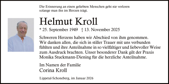 Traueranzeige von Helmut Kroll von HASO