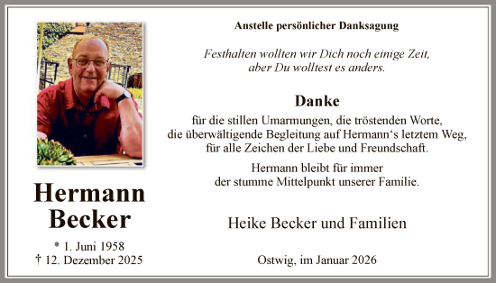 Traueranzeige von Hermann Becker von HASK