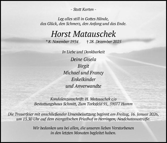 Traueranzeige von Horst Matauschek von HAWA