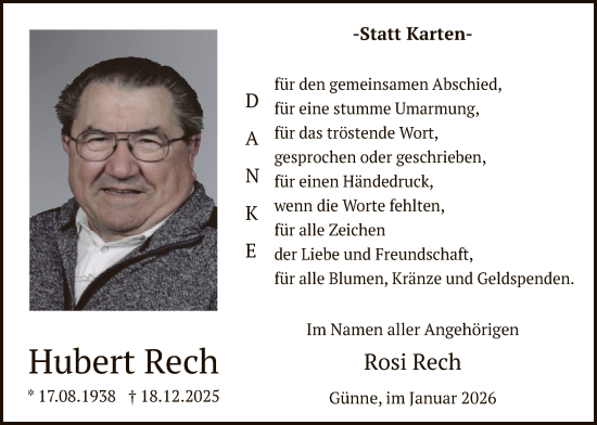 Traueranzeige von Hubert Rech von HASO