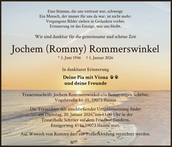 Traueranzeige von Jochem Rommerswinkel von HAWA