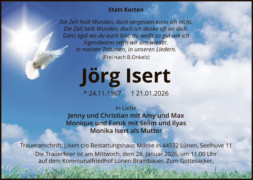  Traueranzeige für Jörg Isert vom 24.01.2026 aus HAWA