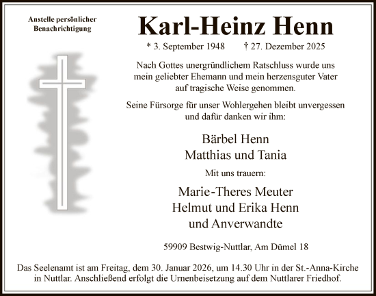 Traueranzeige von Karl-Heinz Henn von HASK