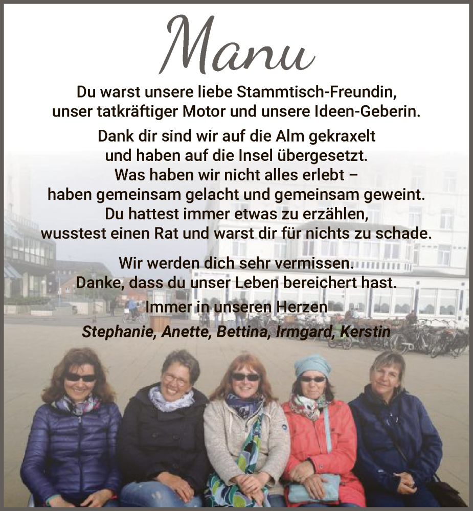  Traueranzeige für Manu  vom 31.01.2026 aus HASK