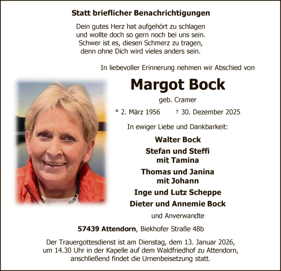 Traueranzeige von Margot Bock von HASK