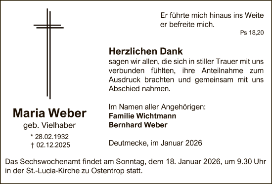 Traueranzeige von Maria Weber von HASK