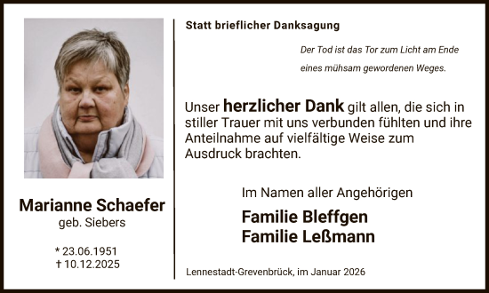 Traueranzeige von Marianne Schaefer von HASK