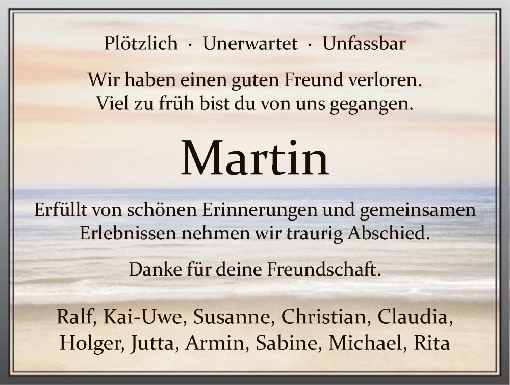  Traueranzeige für Martin  vom 31.01.2026 aus HASK