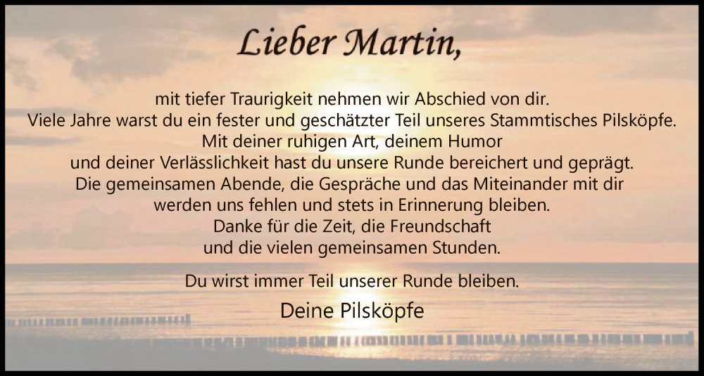  Traueranzeige für Martin  vom 31.01.2026 aus HASK