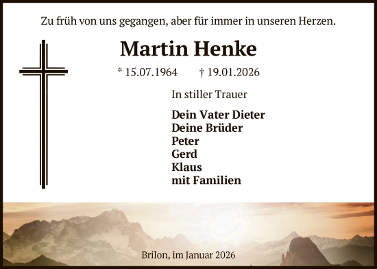 Traueranzeige von Martin Henke von HASK