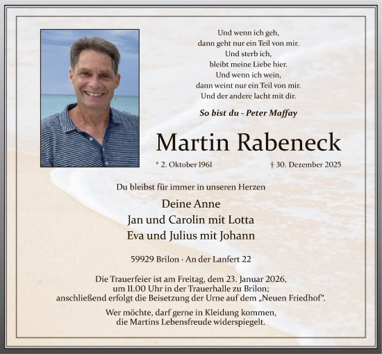 Traueranzeige von Martin Rabeneck von HASK