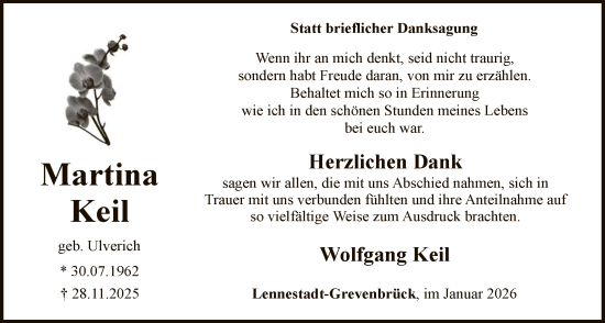 Traueranzeige von Martina Keil von HASK