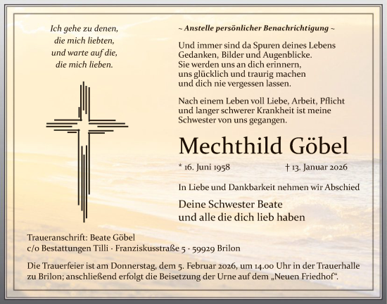 Traueranzeige von Mechthild Göbel von HASK