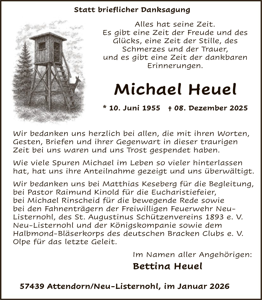  Traueranzeige für Michael Heuel vom 17.01.2026 aus HASK