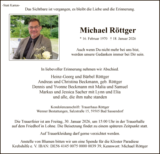 Traueranzeige von Michael Röttger von HASO