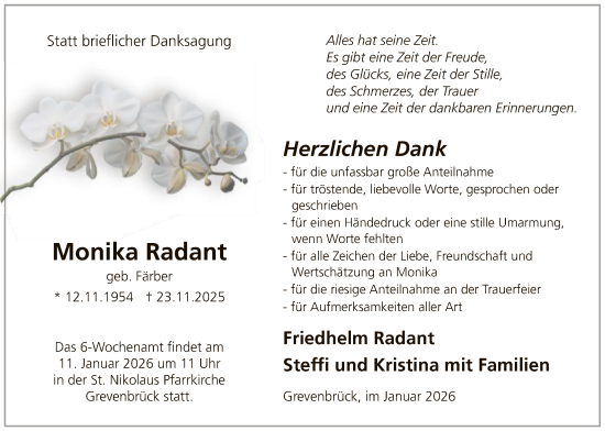 Traueranzeige von Monika Radant von HASK