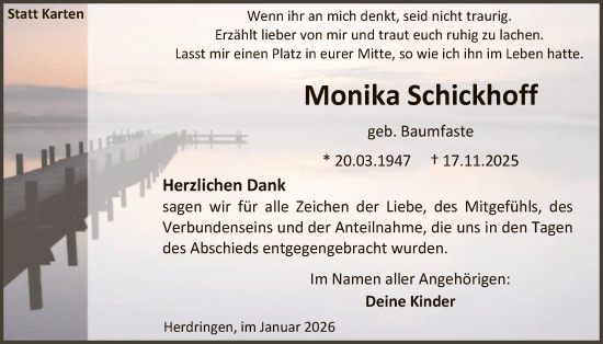 Traueranzeige von Monika Schickhoff von HASK