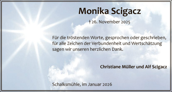 Traueranzeige von Monika Scigacz von HALN
