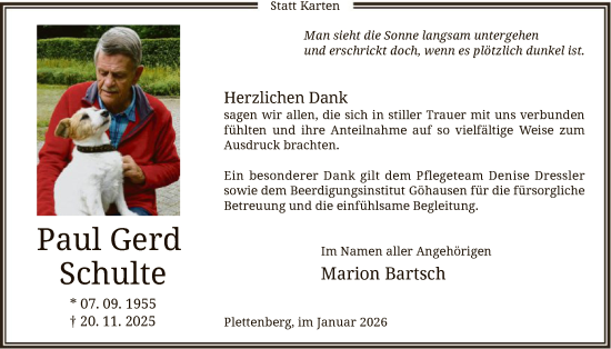 Traueranzeige von Paul Gerd Schulte von HALN