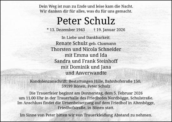 Traueranzeige von Peter Schulz von HAWA