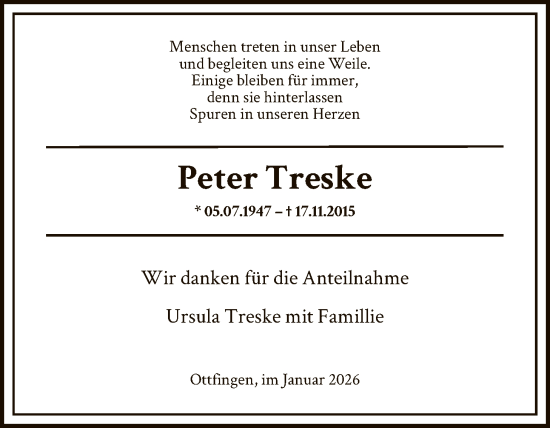 Traueranzeige von Peter Treske von HASK