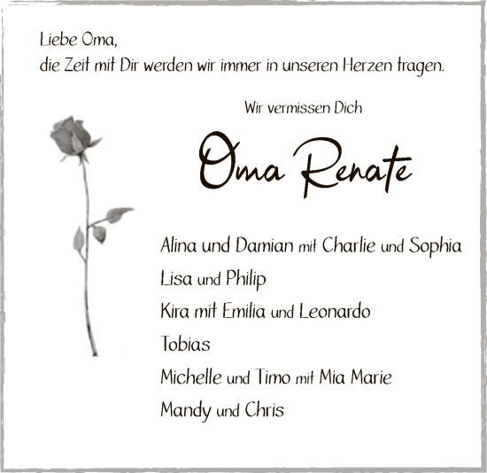 Traueranzeige von Renate  von HALN