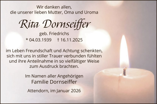 Traueranzeige von Rita Dornseiffer von HASK