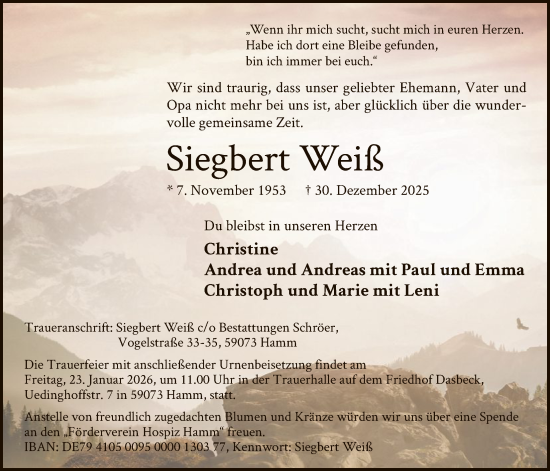 Traueranzeige von Siegbert Weiß von HAWA