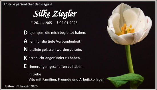 Traueranzeige von Silke Ziegler von HASK