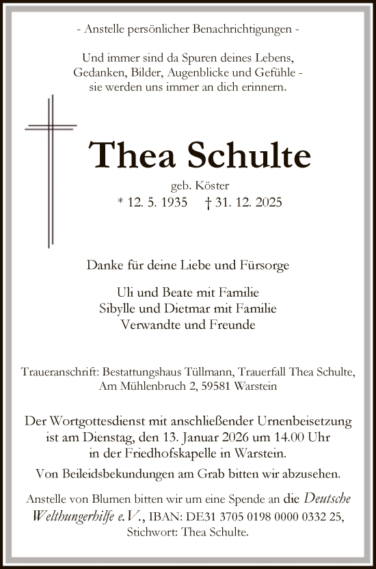 Traueranzeige von Thea Schulte von HASO