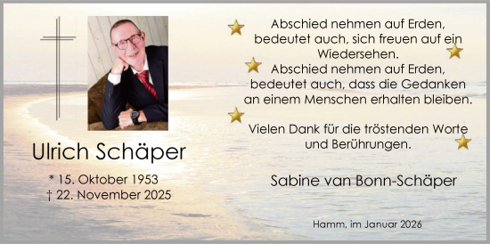 Traueranzeige von Ulrich Schäper von HAWA