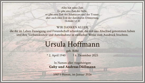 Traueranzeige von Ursula Hoffmann von HAWA
