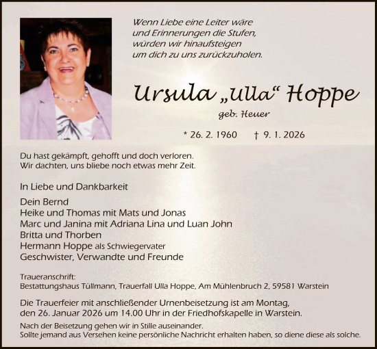 Traueranzeige von Ursula Hoppe von HASO