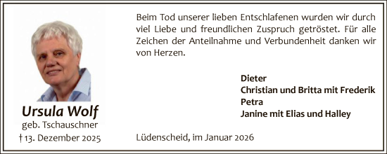 Traueranzeige von Ursula Wolf von HALN