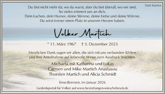 Traueranzeige von Volker Martich von HASO