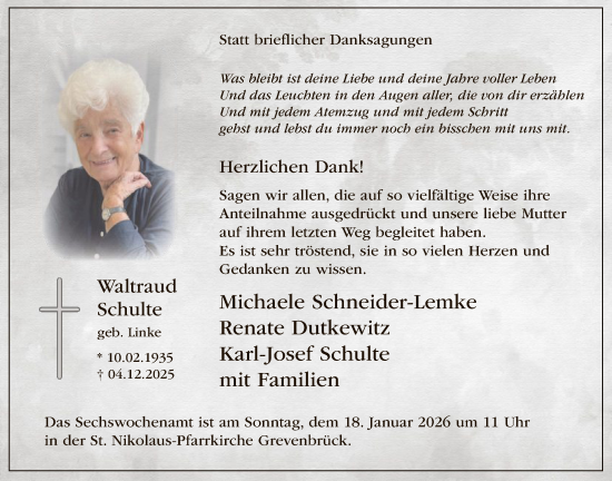 Traueranzeige von Waltraud Schulte von HASK