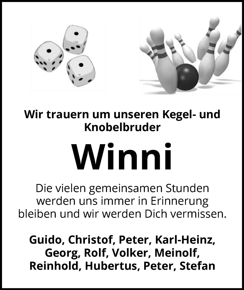  Traueranzeige für Winni  vom 17.01.2026 aus HASK