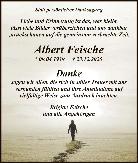 Traueranzeige von Albert Feische von HASK