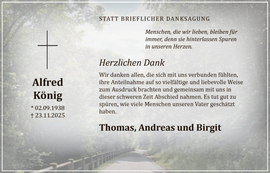 Traueranzeige von Alfred König von HASK