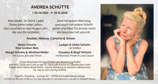 Traueranzeige von Andrea Schütte von HASK