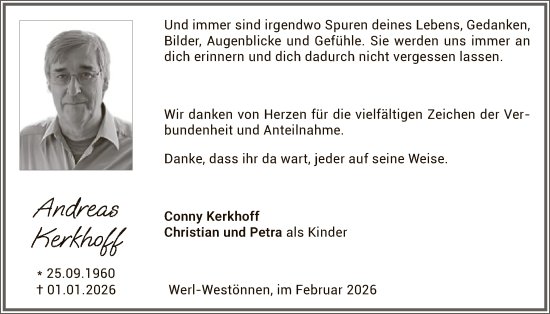 Traueranzeige von Andreas Kerkhoff von HASO