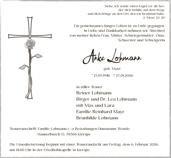Traueranzeige von Anke Lohmann von HALN