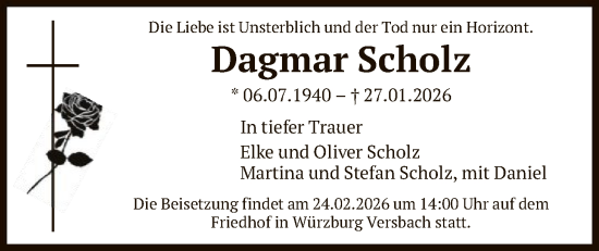 Traueranzeige von Dagmar Scholz von HASK