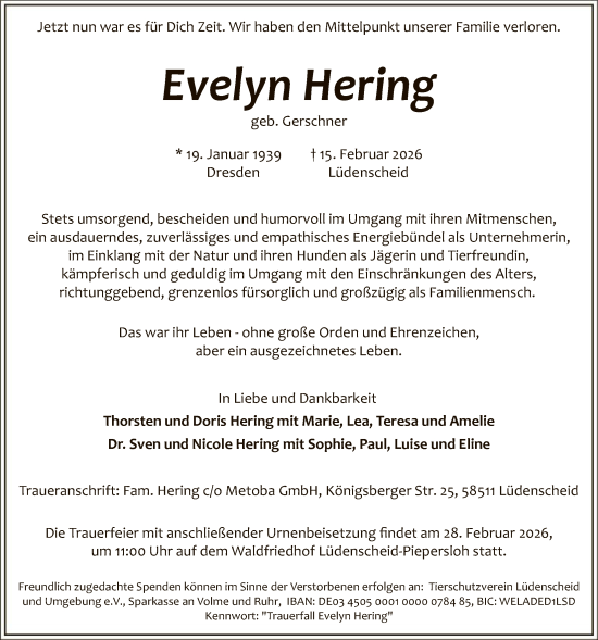 Traueranzeige von Evelyn Hering von HALN