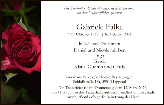 Traueranzeige von Gabriele Falke von HASO