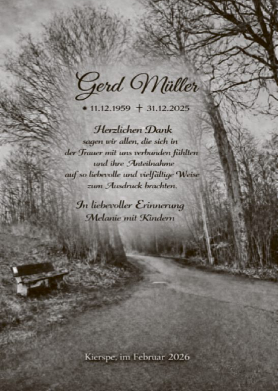 Traueranzeige von Gerd Müller von HALN