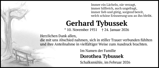 Traueranzeige von Gerhard Tybussek von HALN