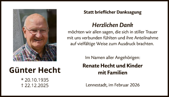 Traueranzeige von Günter Hecht von HASK